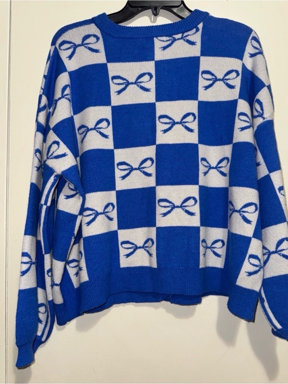 Sincerely Jules Blue and White Bow Cardigan Size M 0044 - Picture 2 of 6